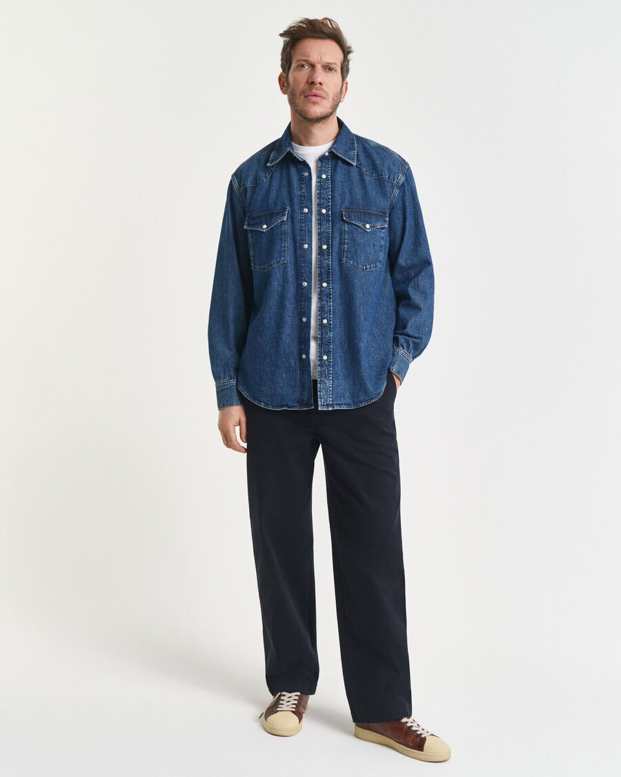 camicia in denim rodeo dal taglio rilassato - blu medio vintage