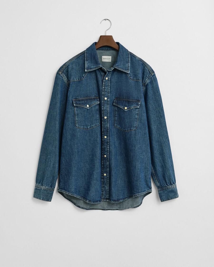 camicia in denim rodeo dal taglio rilassato - blu medio vintage
