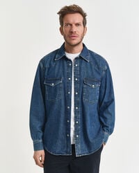 camicia in denim rodeo dal taglio rilassato - blu medio vintage