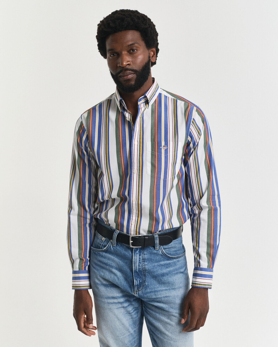 camicia classica in popeline a righe multiple vestibilità regolare - multicolore