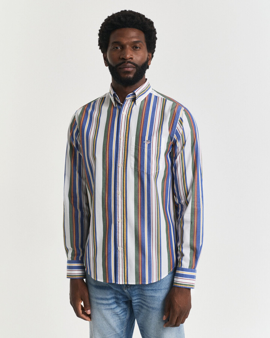 camicia classica in popeline a righe multiple vestibilità regolare - multicolore
