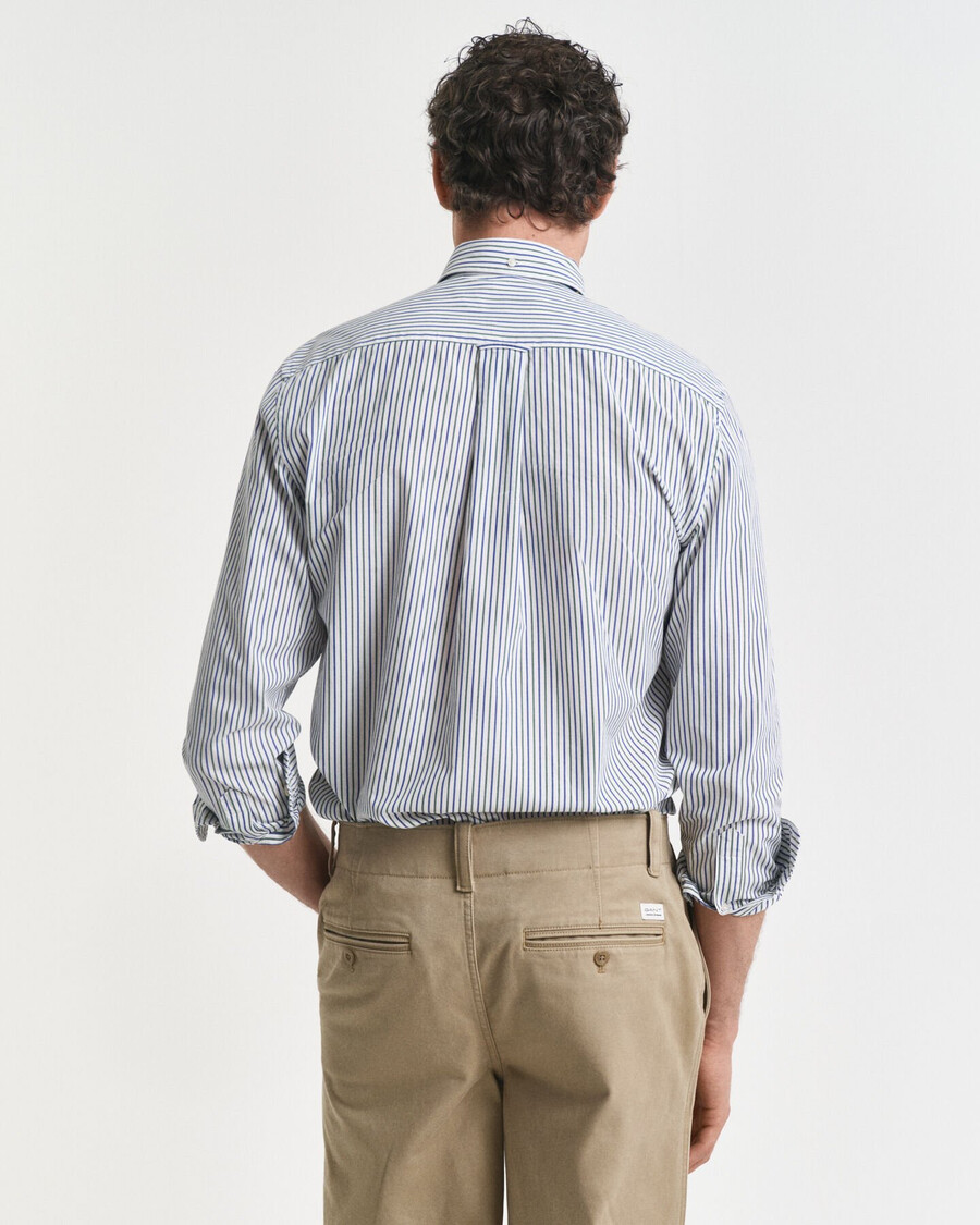 camicia classica in popeline a righe vestibilità regolare - verde foresta
