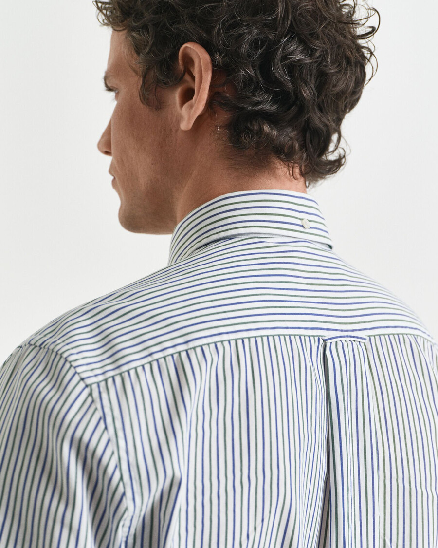 camicia classica in popeline a righe vestibilità regolare - verde foresta