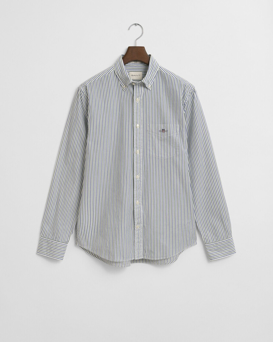 camicia classica in popeline a righe vestibilità regolare - verde foresta