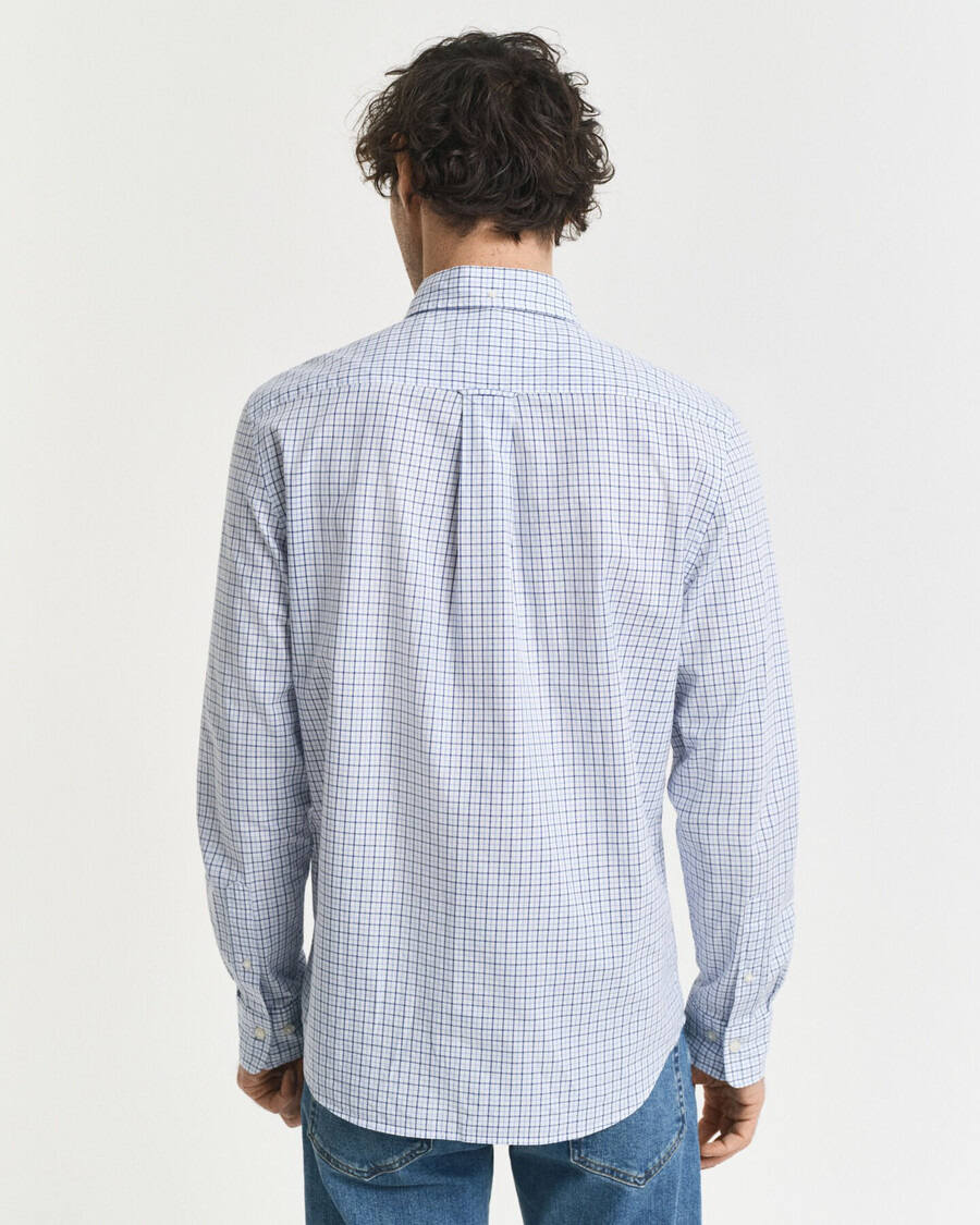 camicia classica in popeline a quadri micro vestibilità regolare - cielo sereno