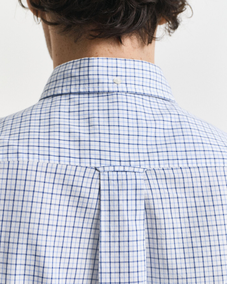camicia classica in popeline a quadri micro vestibilità regolare - cielo sereno