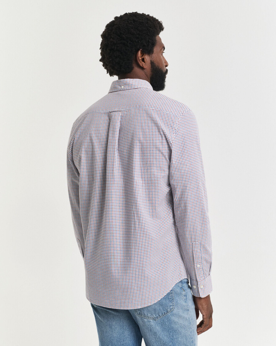 camicia classica in popeline a quadri micro fit regolare - rosso acceso