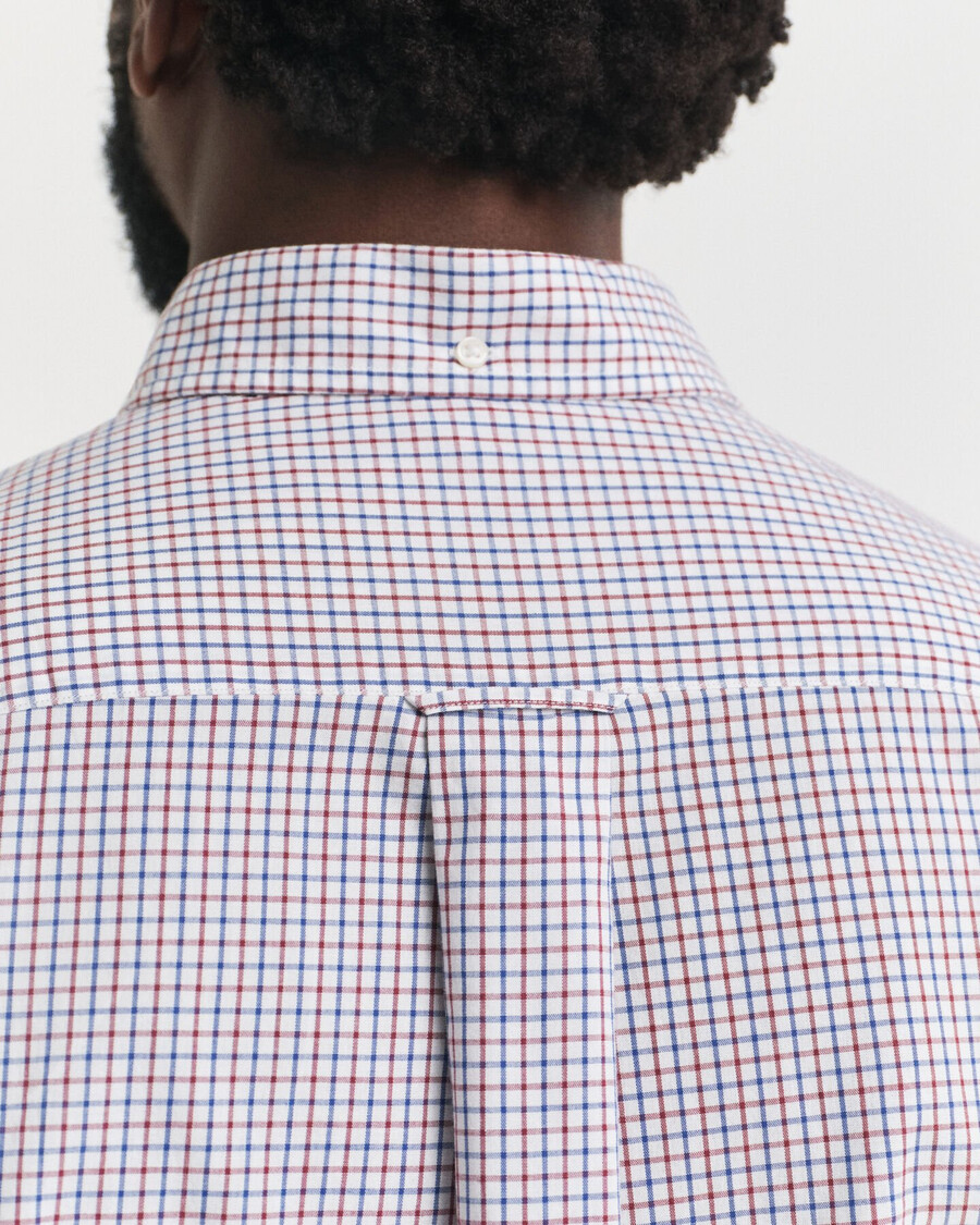 camicia classica in popeline a quadri micro fit regolare - rosso acceso