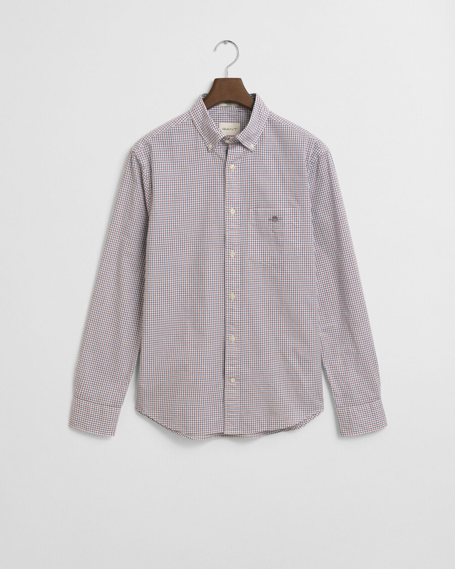 camicia classica in popeline a quadri micro fit regolare - rosso acceso