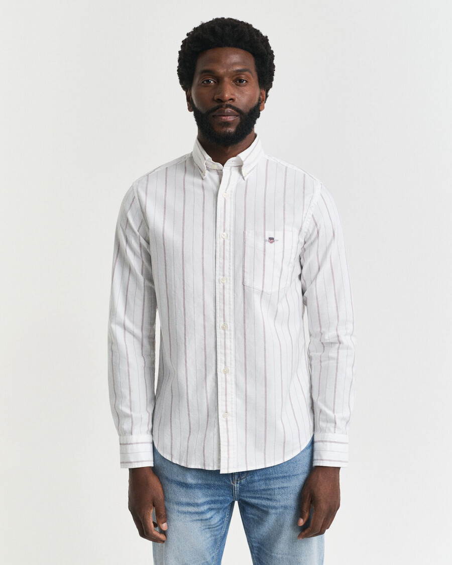 camicia oxford classica a righe vestibilità regolare - bianca