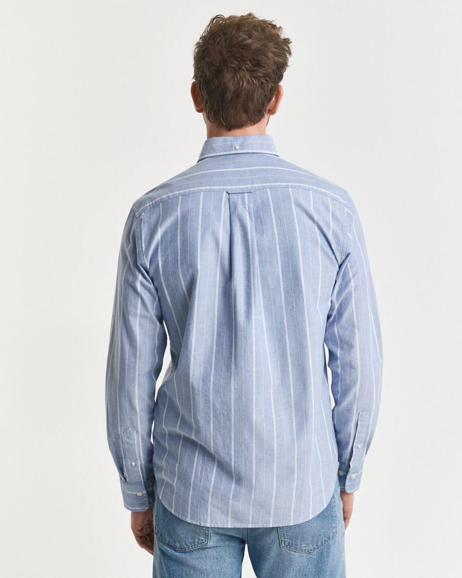 camicia oxford classica a righe vestibilità regolare - blu intenso
