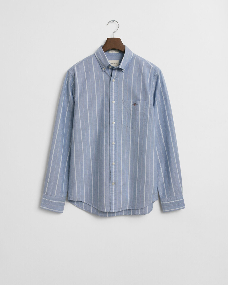 camicia oxford classica a righe vestibilità regolare - blu intenso