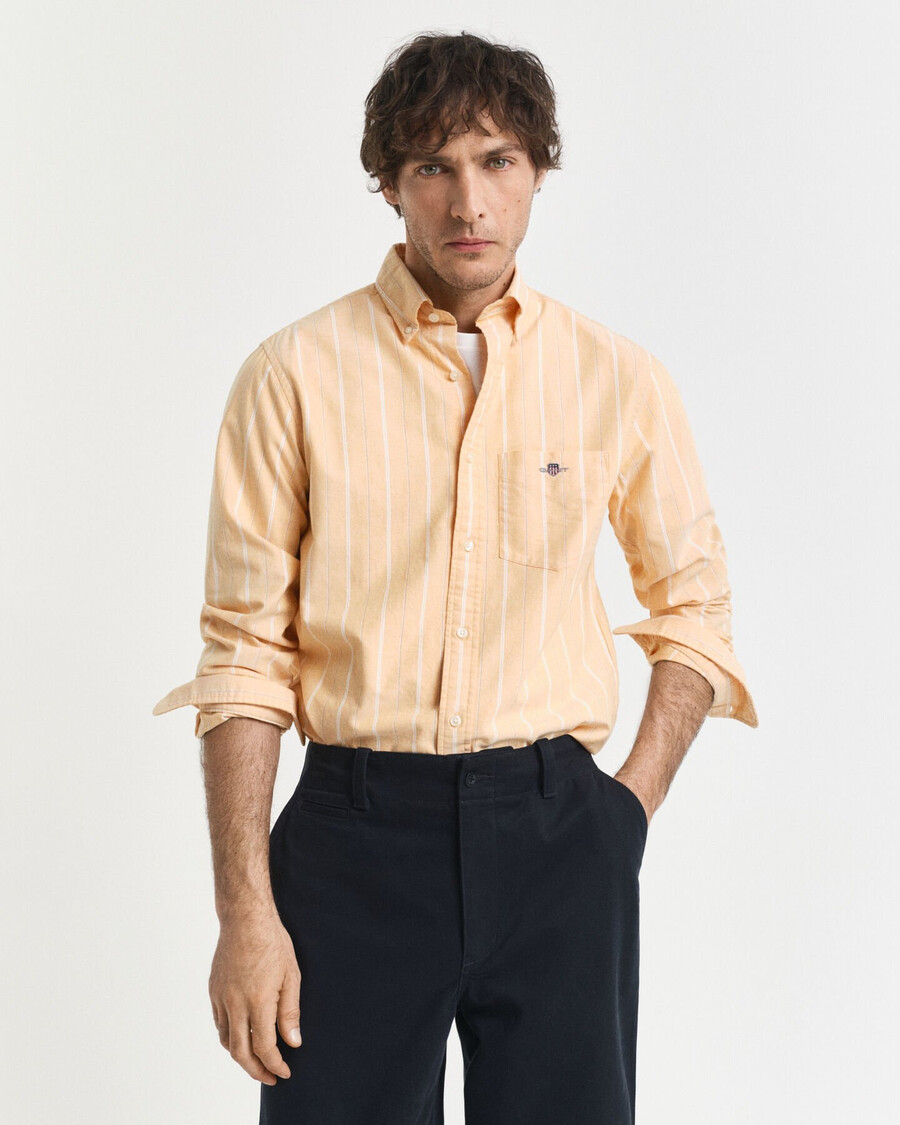 camicia oxford classica a righe vestibilità regolare - lichene giallo