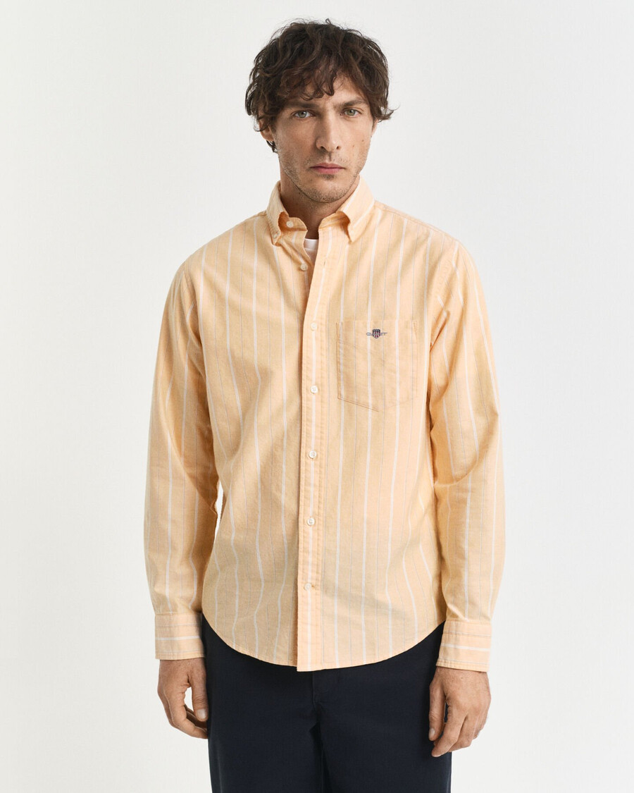 camicia oxford classica a righe vestibilità regolare - lichene giallo