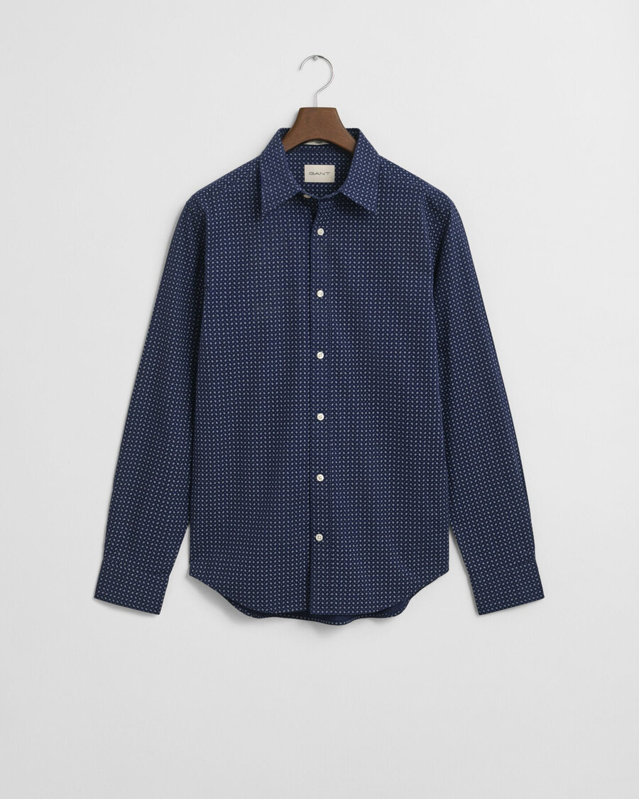 camicia con micro stampa vestibilità regolare - blu classico