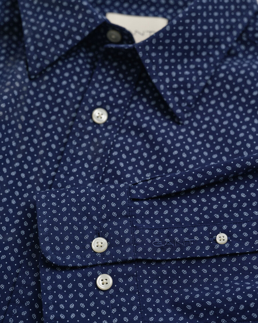 camicia con micro stampa vestibilità regolare - blu classico