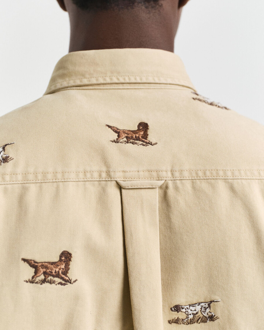 camicia in twill ricamato dal taglio rilassato - beige quercia