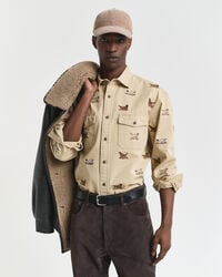 camicia in twill ricamato dal taglio rilassato - beige quercia