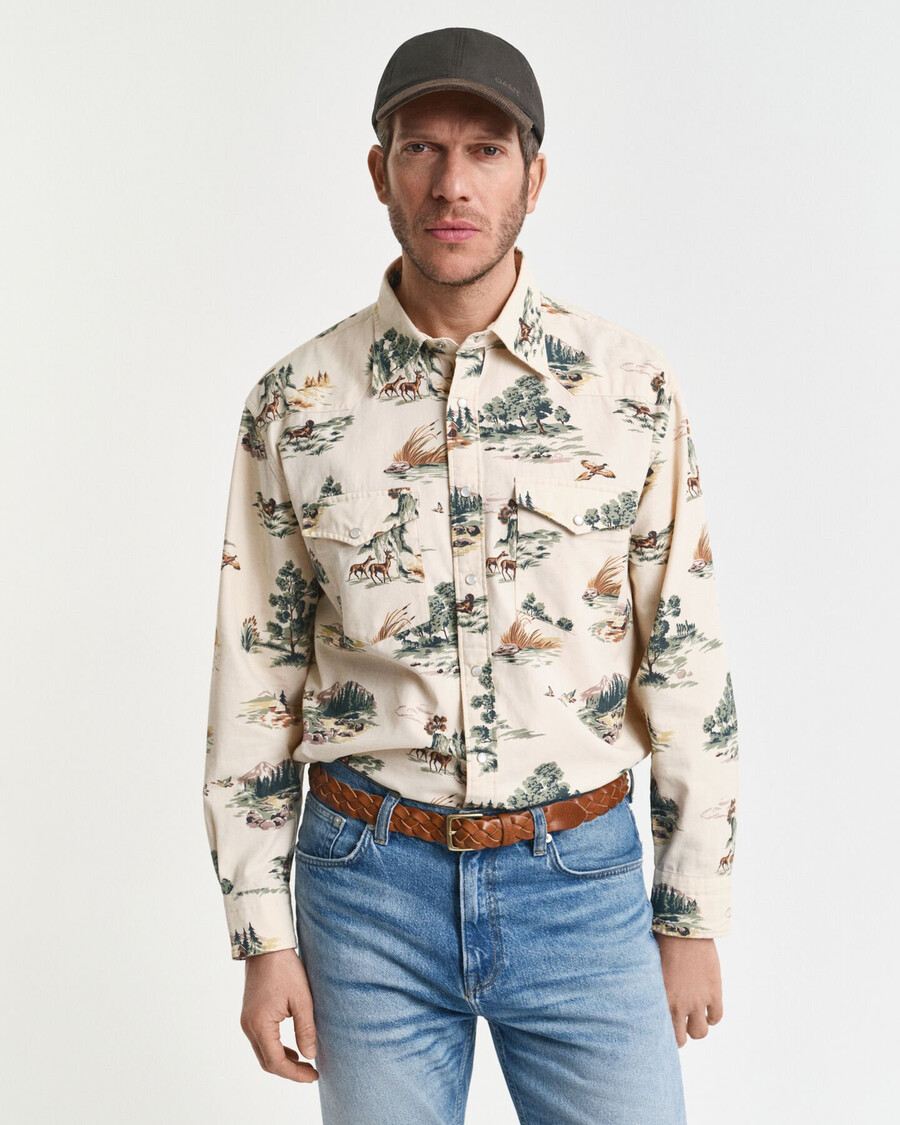 camicia rodeo stampata dal taglio rilassato - bianco avorio