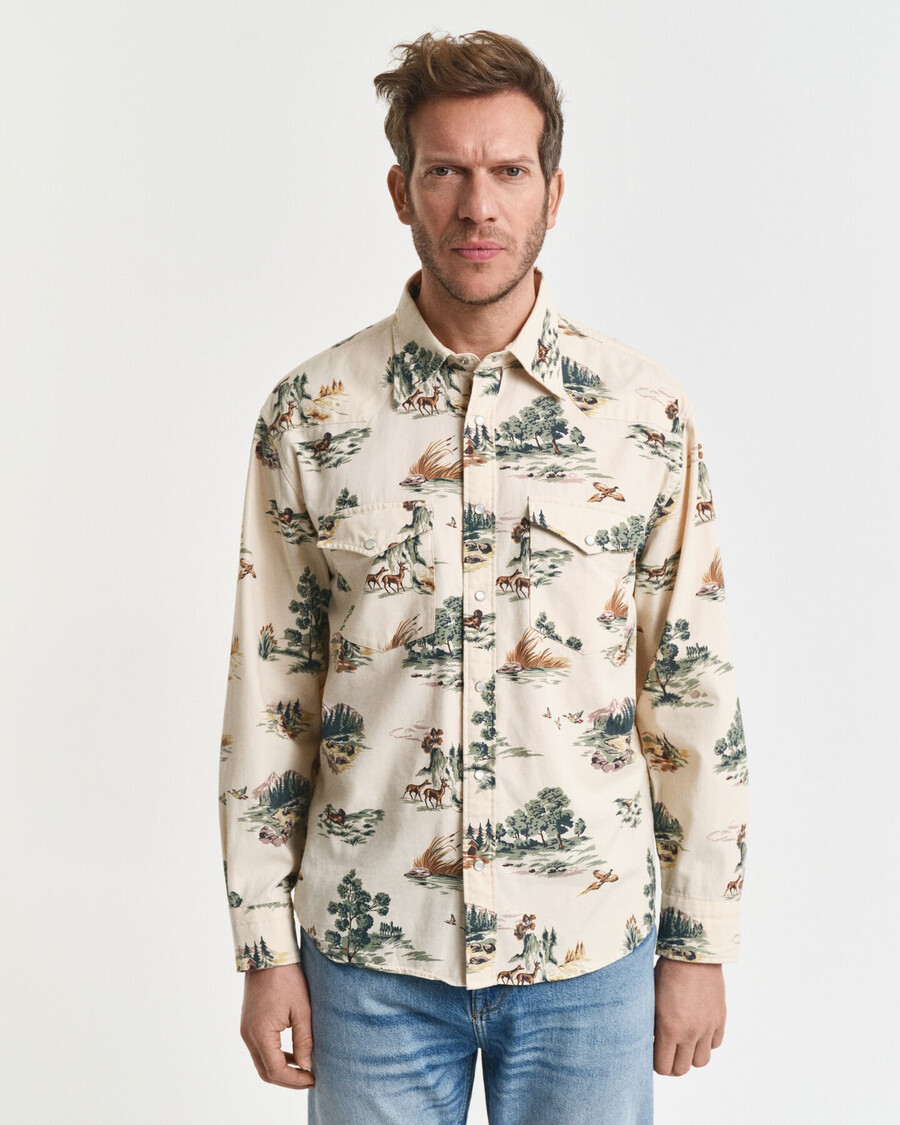 camicia rodeo stampata dal taglio rilassato - bianco avorio