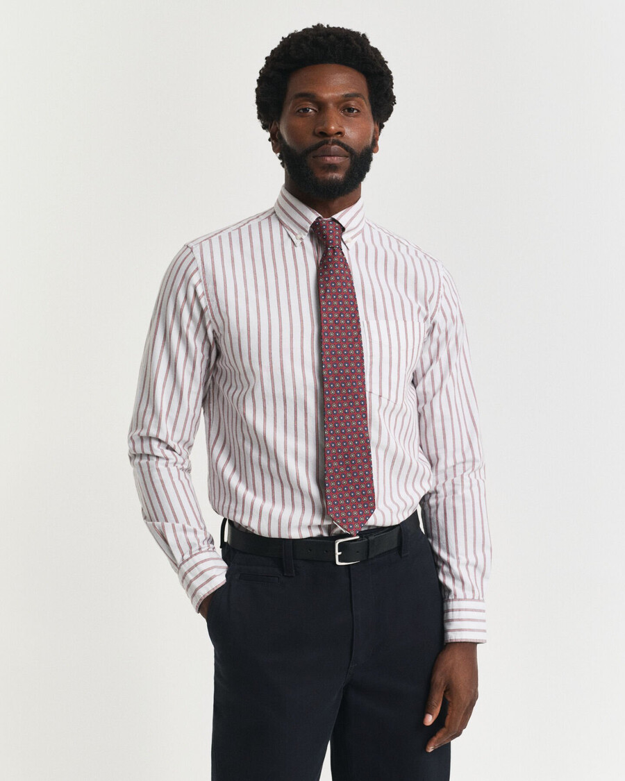 camicia oxford a righe con vestibilità regolare - guscio duovo