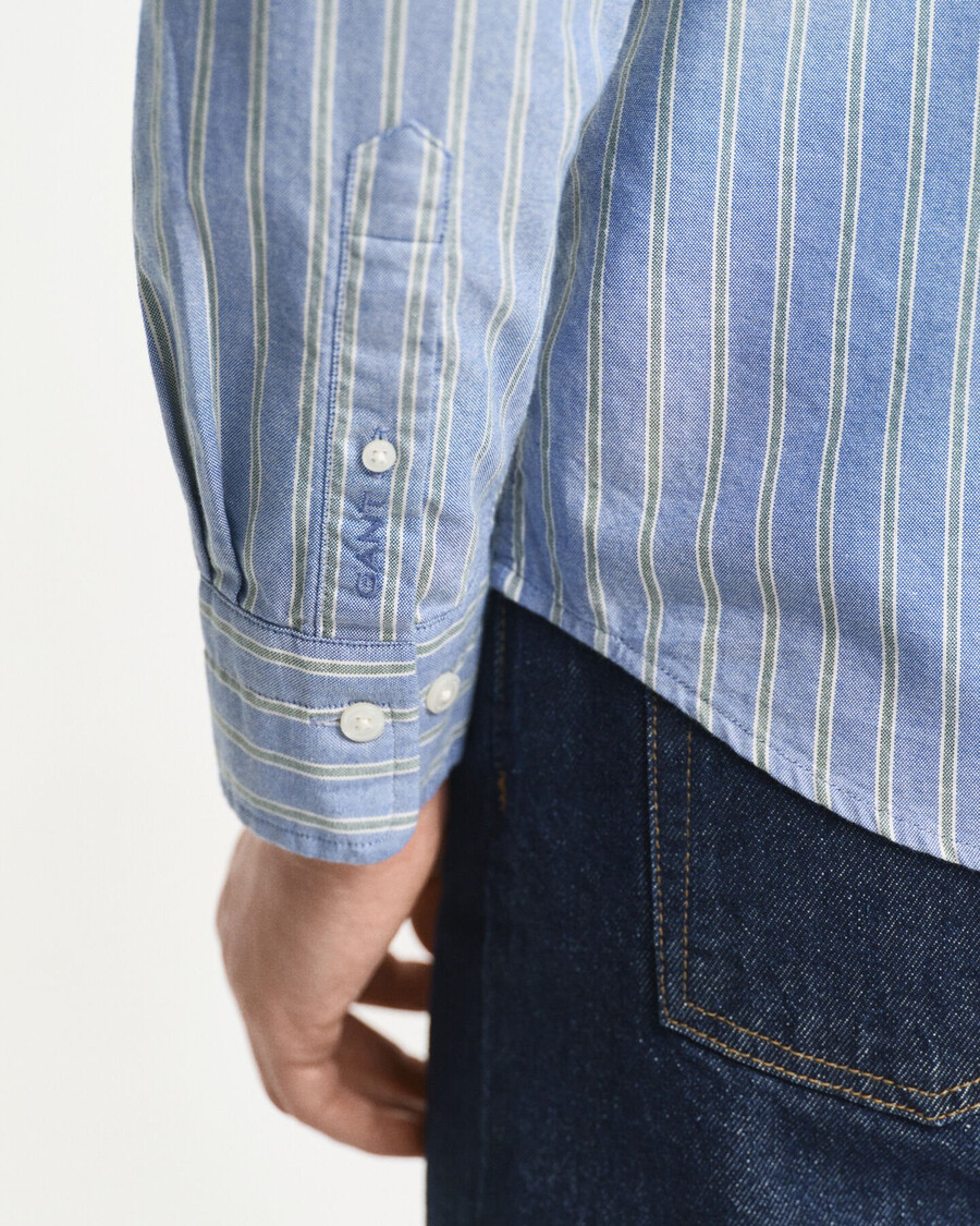 camicia oxford a righe con vestibilità regolare - blu acqua