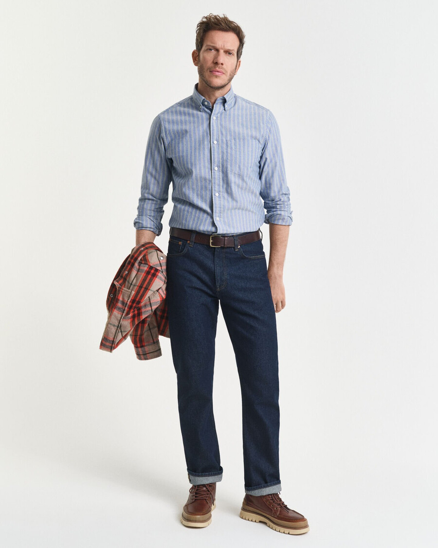 camicia oxford a righe con vestibilità regolare - blu acqua