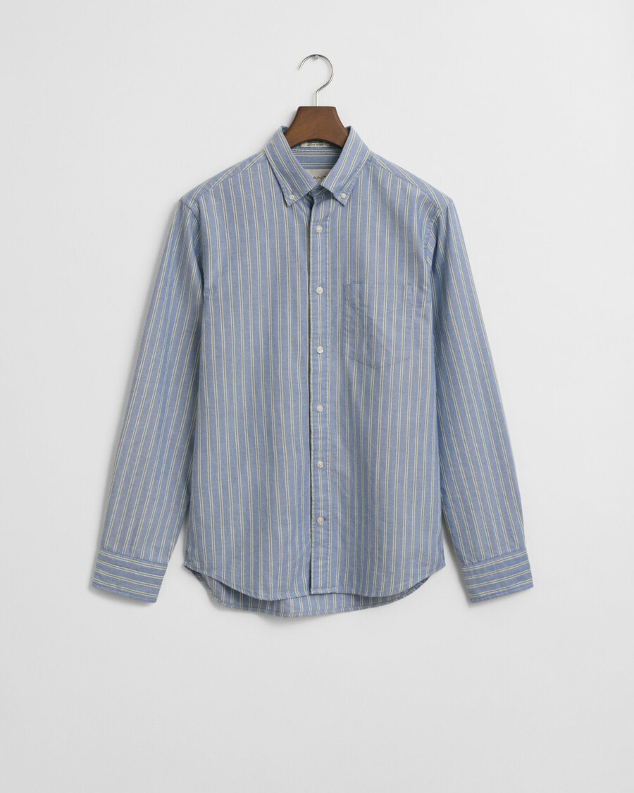 camicia oxford a righe con vestibilità regolare - blu acqua