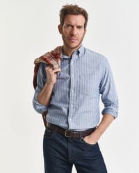 camicia oxford a righe con vestibilità regolare - blu acqua