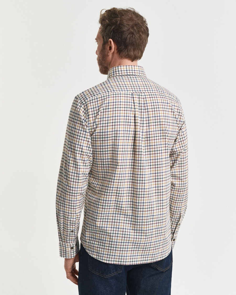 camicia a quadri tattersall regular fit in twill - marrone mogano