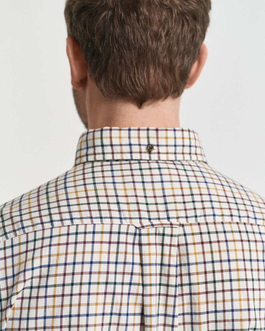 camicia a quadri tattersall regular fit in twill - marrone mogano