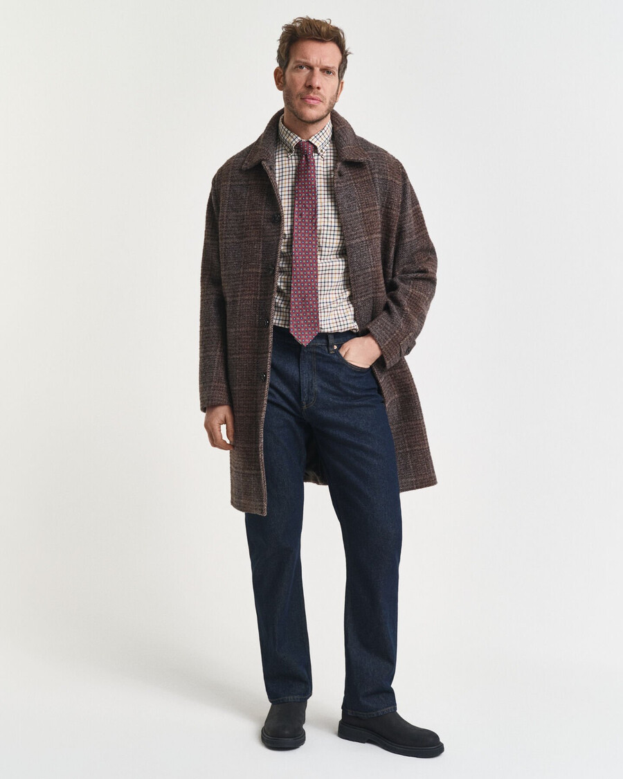 camicia a quadri tattersall regular fit in twill - marrone mogano