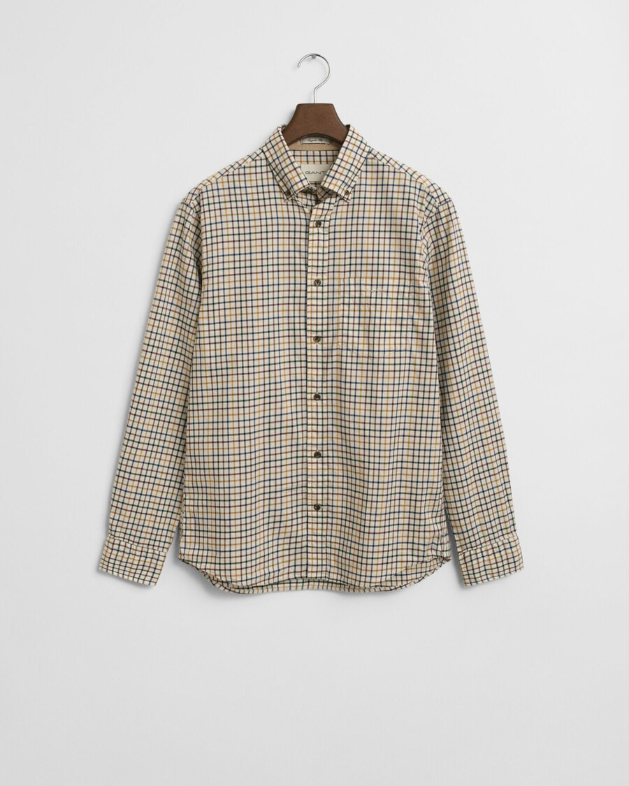 camicia a quadri tattersall regular fit in twill - marrone mogano