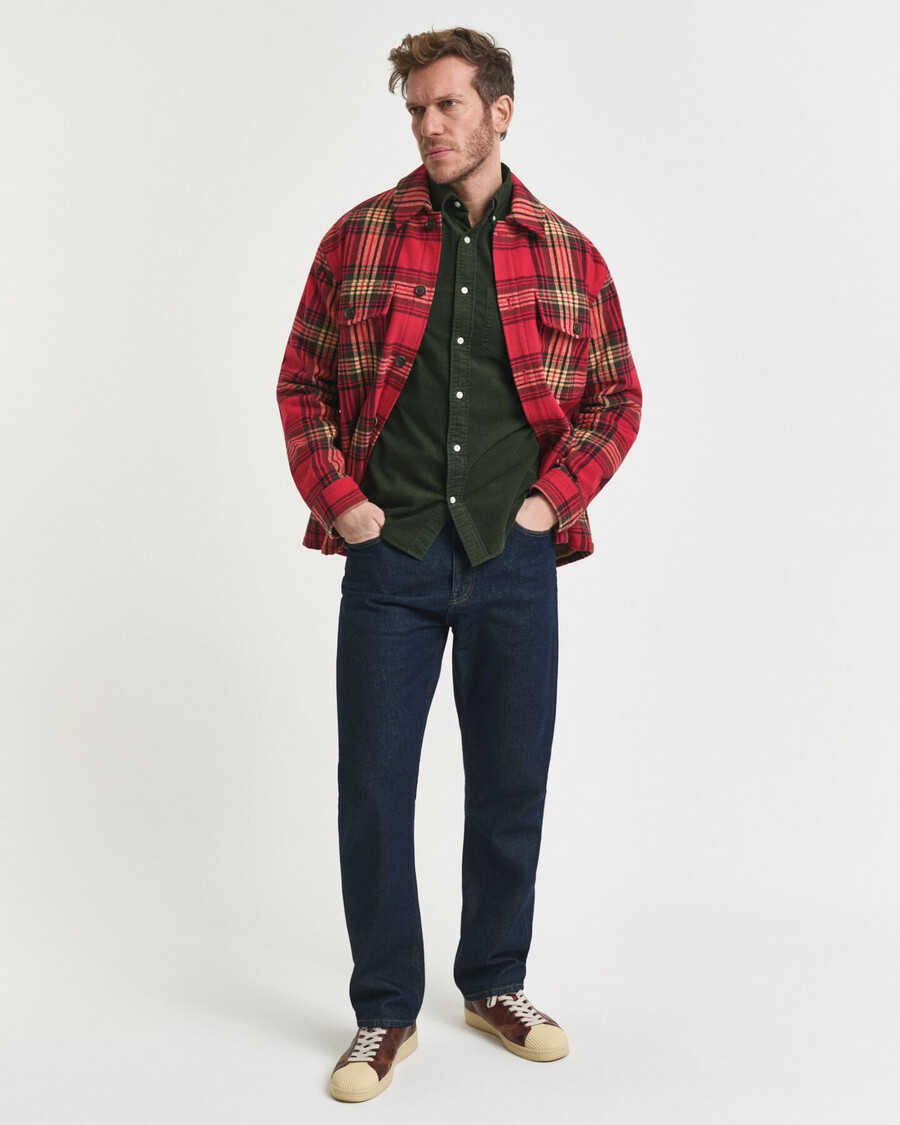 camicia in velluto a coste vestibilità regolare - verde campagna