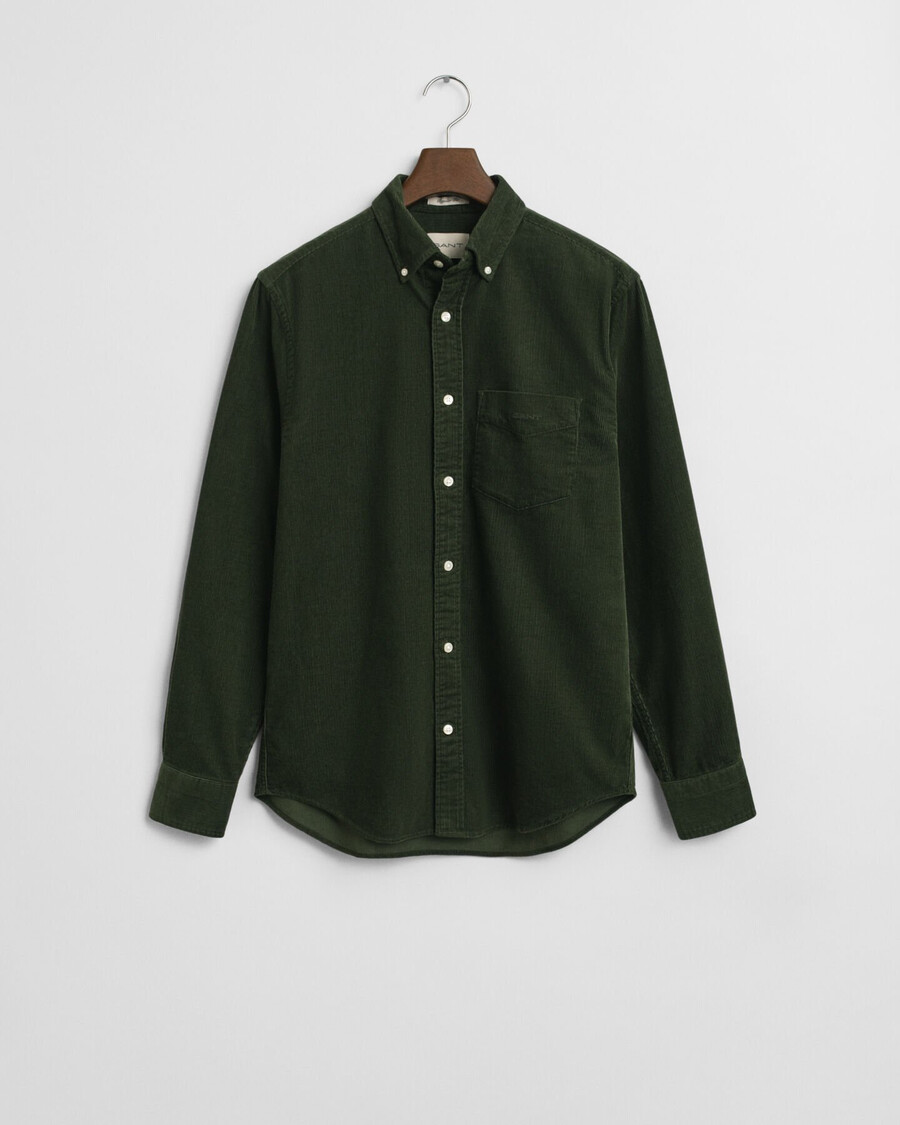 camicia in velluto a coste vestibilità regolare - verde campagna