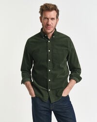 camicia in velluto a coste vestibilità regolare - verde campagna