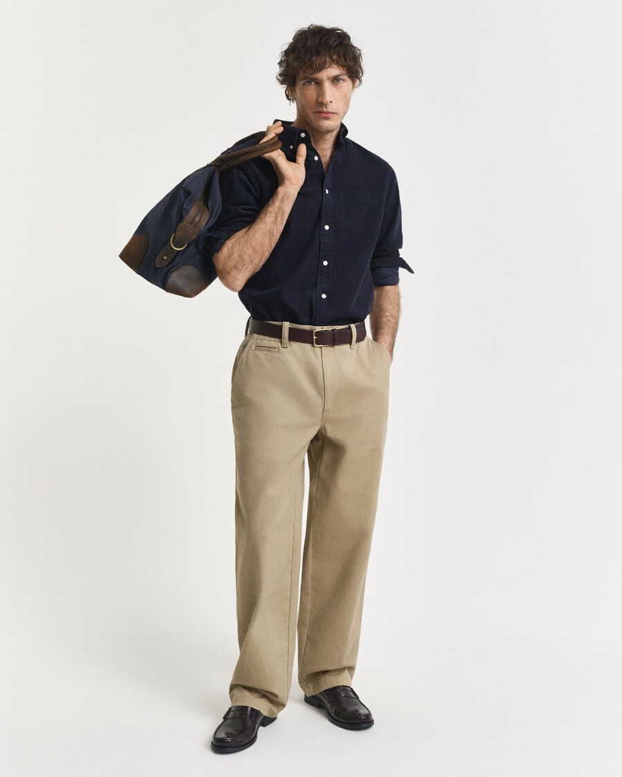 camicia in velluto a coste vestibilità regolare - blu sera