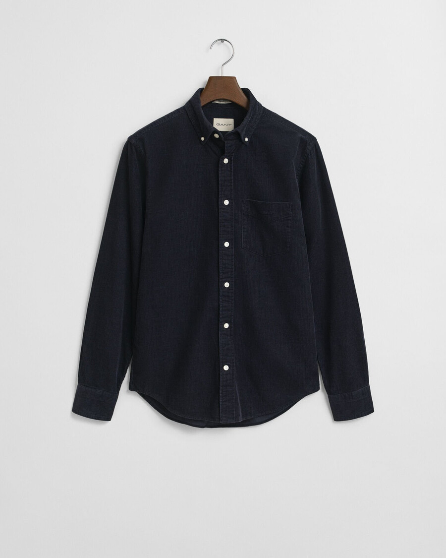camicia in velluto a coste vestibilità regolare - blu sera