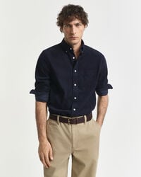 camicia in velluto a coste vestibilità regolare - blu sera