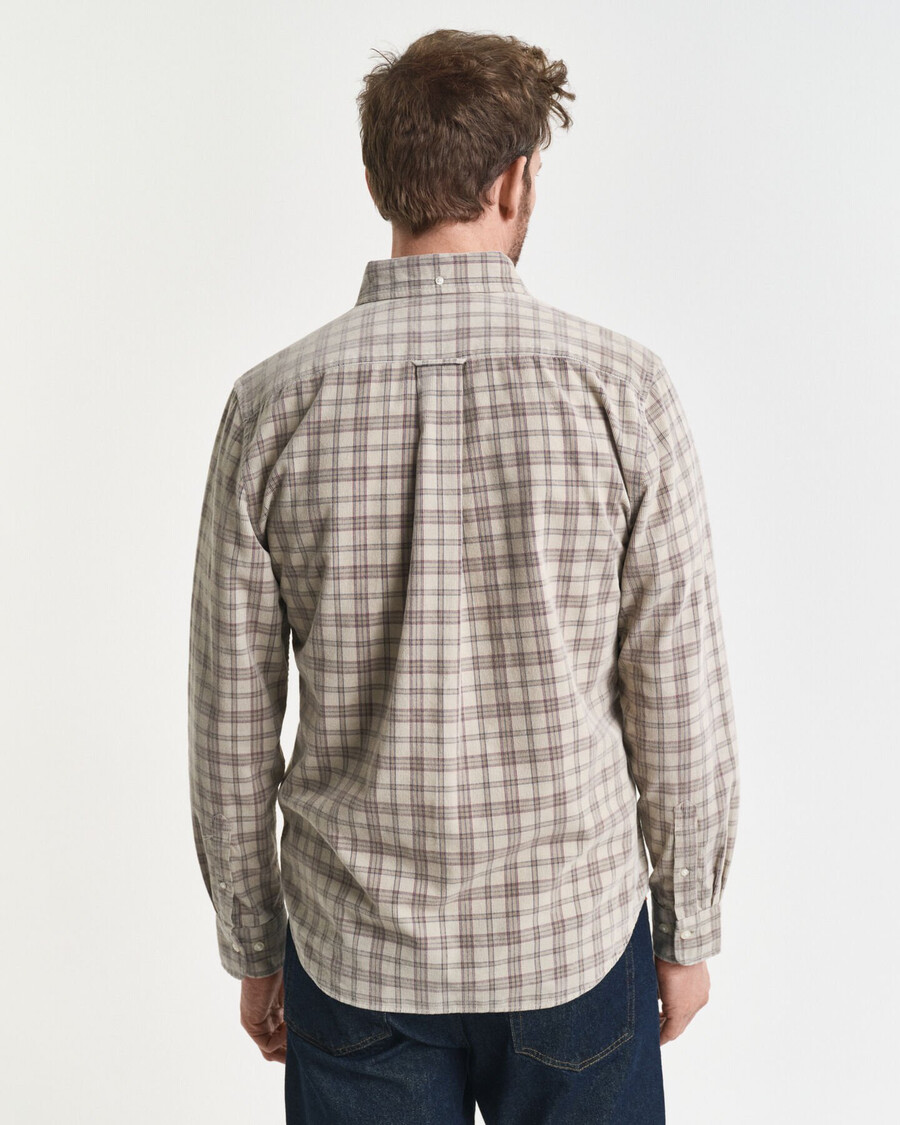 camicia in velluto a coste a quadri vestibilità regolare - greige