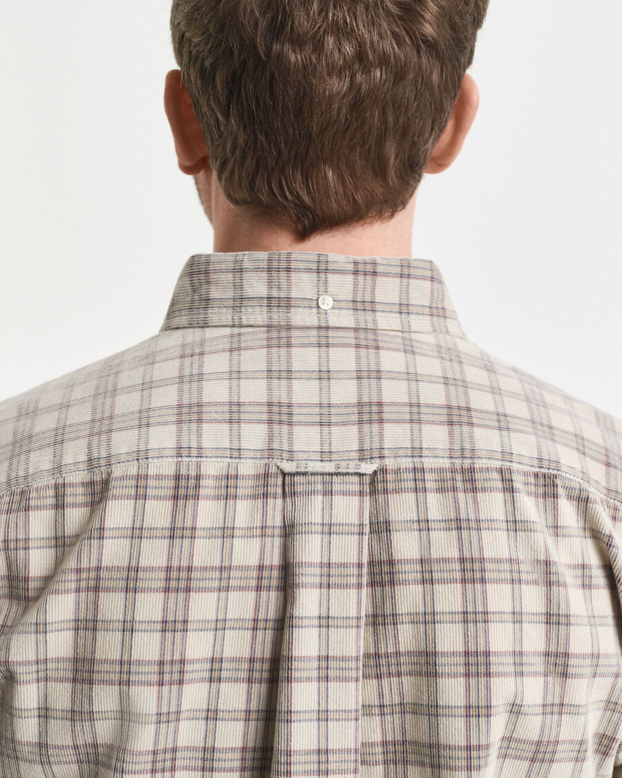 camicia in velluto a coste a quadri vestibilità regolare - greige