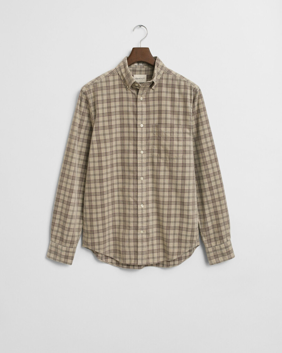 camicia in velluto a coste a quadri vestibilità regolare - greige