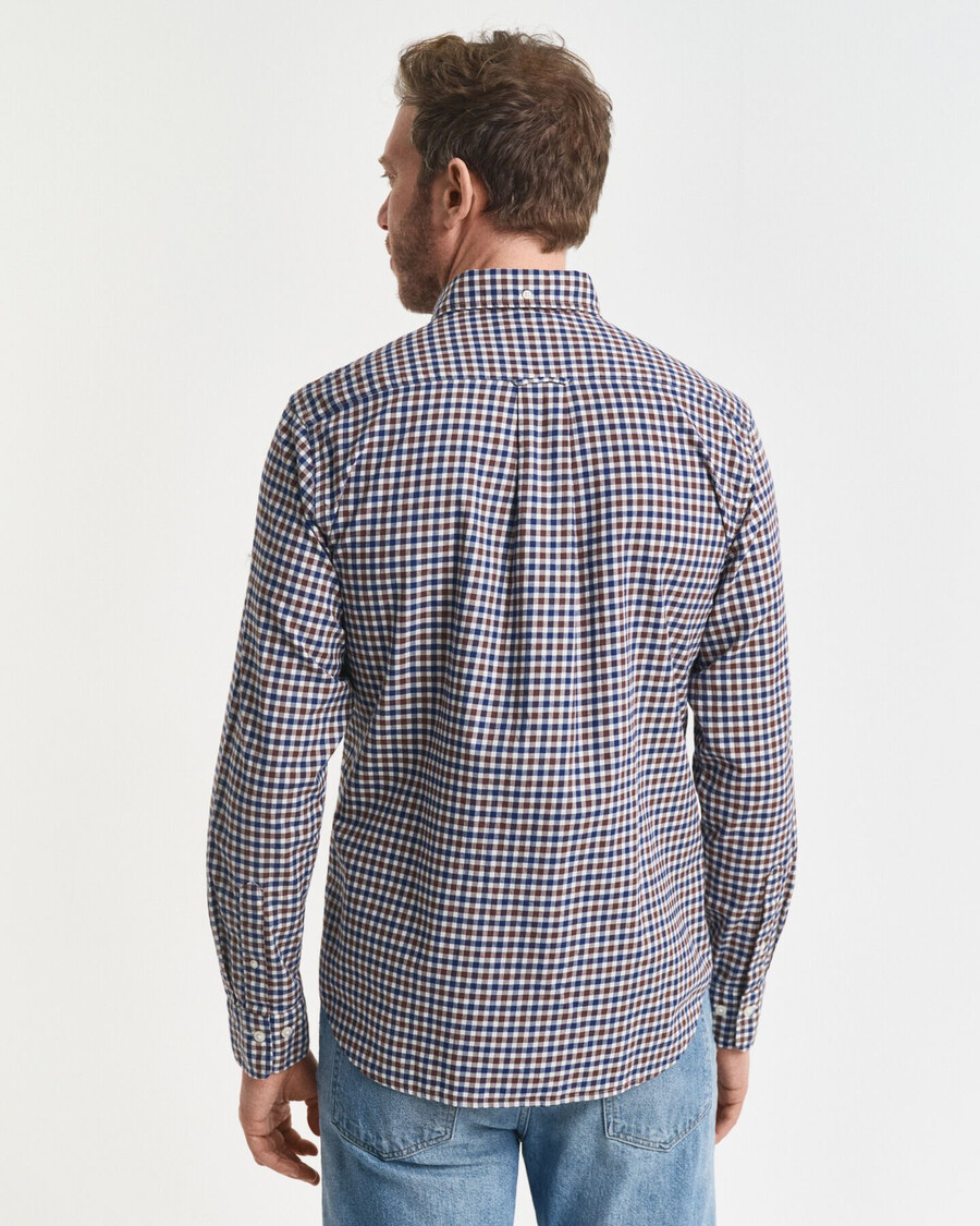 camicia in twill a quadri regular fit - marrone mogano