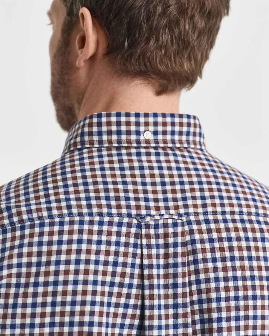camicia in twill a quadri regular fit - marrone mogano