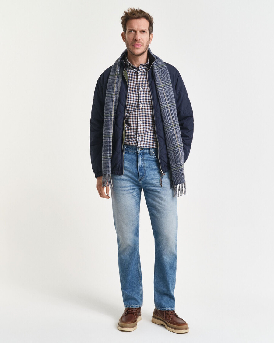 camicia in twill a quadri regular fit - marrone mogano