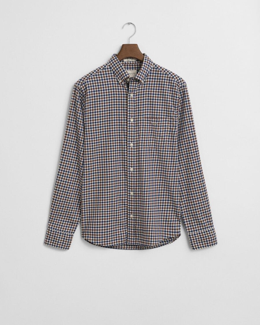 camicia in twill a quadri regular fit - marrone mogano