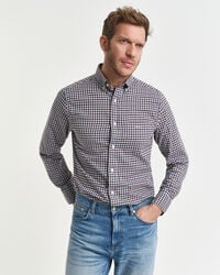 camicia in twill a quadri regular fit - marrone mogano