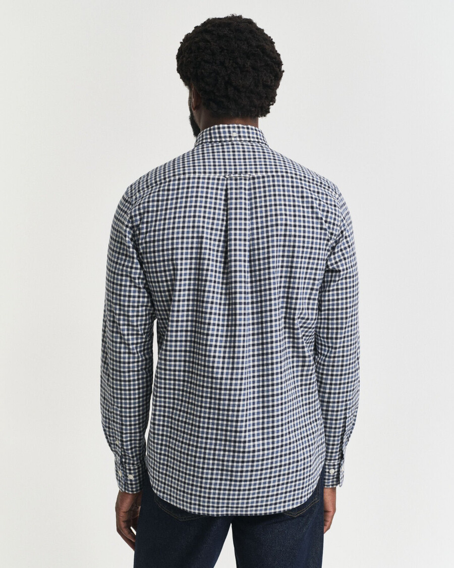 camicia in twill a quadri regular fit - blu navy