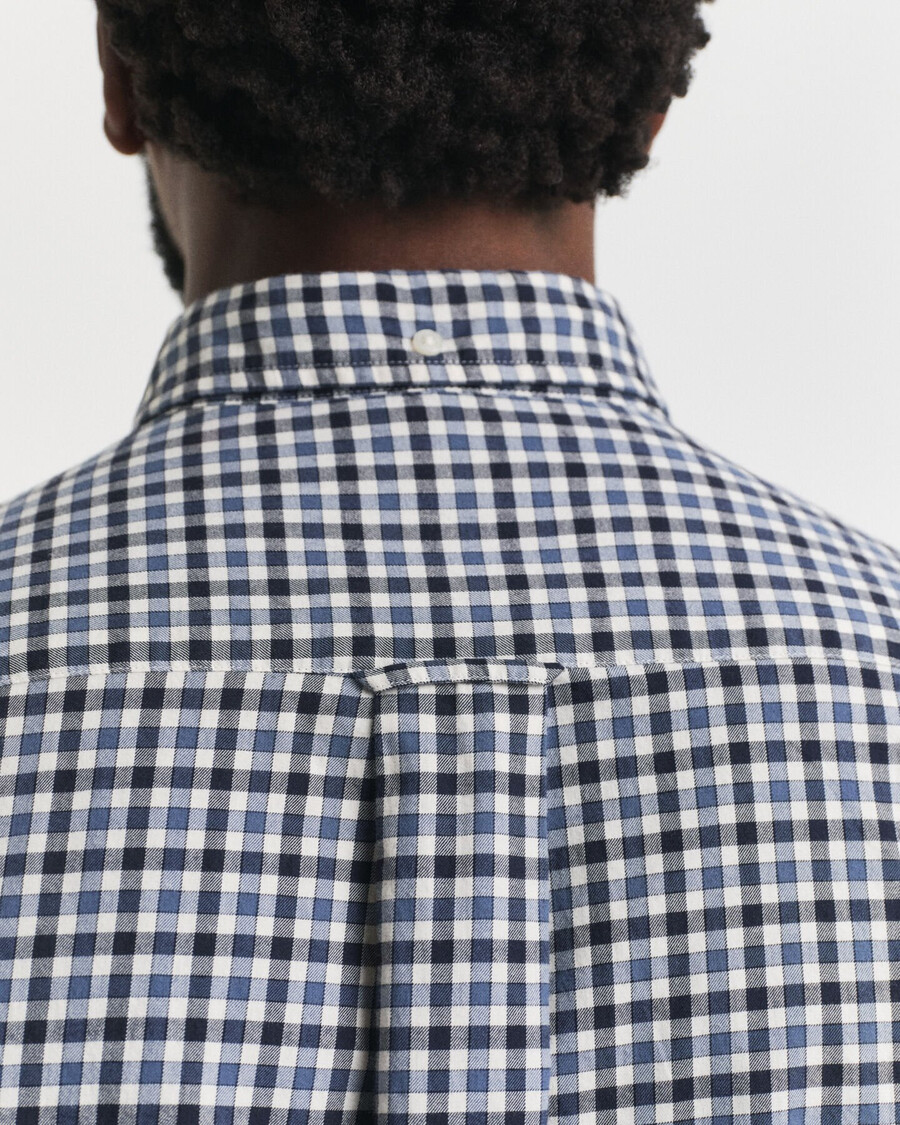 camicia in twill a quadri regular fit - blu navy