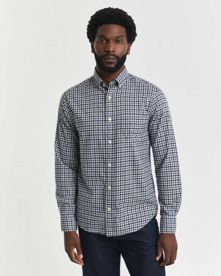 camicia in twill a quadri regular fit - blu navy